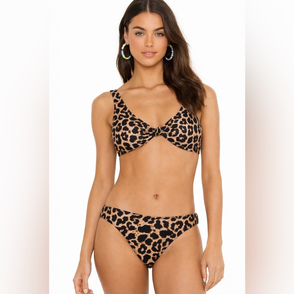 Cabana del Sol Leopard Print Bikini Set | Twist Front Top M
